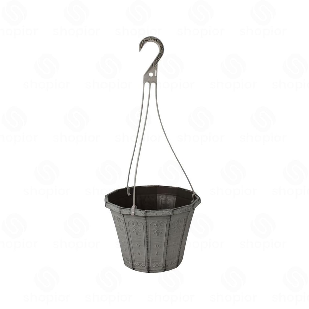 Calista Hexagonal Planter, Urn Planter & Hanging Basket | Vintage Rust Finish – Decorative Garden Pastic Plant Pot | Lightweight Weatherproof Indoor Outdoor (Hanging Basket-25cm-Vintage Rust-Pack 1)