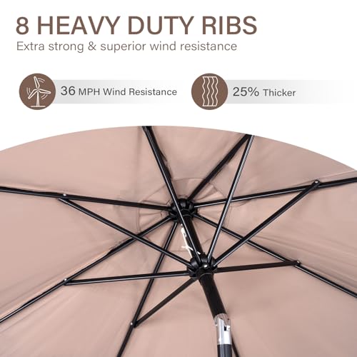 Backyard Expressions 9 ft. Patio Umbrella, Market Table Umbrella w/Tilt and Crank, 8 Ribs by BACKYARD EXPRESSIONS PATIO · HOME · GARDEN - Used condition - Image 3