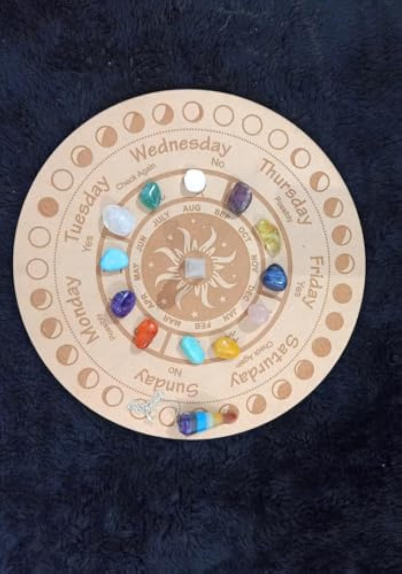 AM STONE MoonFace Wooden Grid Plate for Meditation