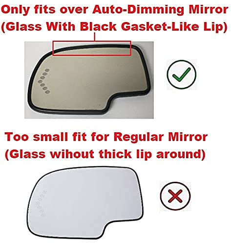 Fit Over Turn Signal - Auto-Dimming Mirror Glass With Full Adhesive For Escalade Avalanche Silverado Suburban Tahoe Sierra Yukon Driver Side Left Lh #TOP2