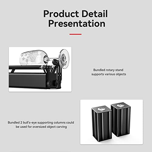 ATOMSTACK R3 Pro Rolamento Rotativo a Laser, Rotary Roller de Alumínio 360° com 2 Eixos de Suporte,