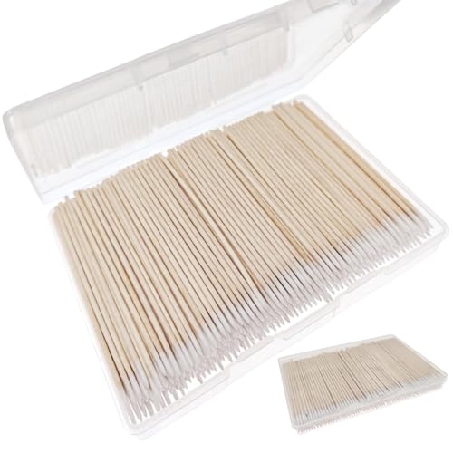 Image of RIKWOG 800pcs Pointed Cotton Swabs, 4 inch Precision Microblading Cotton Buds Cotton Sticks Applicator for Eyebrow Tattoo Beauty Make-up Nail Clean, Cosmetic use Wood Handle