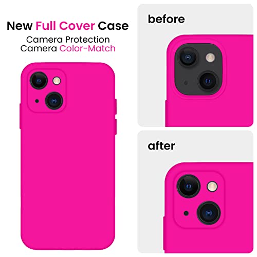 Image of FireNova Designed for iPhone 13 Case, Silicone Upgraded [Camera Protection] Phone Case, Soft Anti-Scratch Microfiber Lining Inside, 6.1 inch, Hot Pink