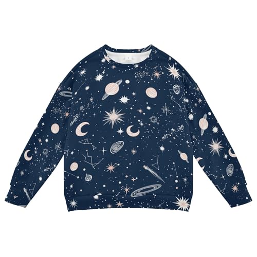 JUNZAN Galaxy Stars Constellations Navy Big Girls Sweatshirts Hoodies Fleece Sweatshirts for Boys Sports 4T