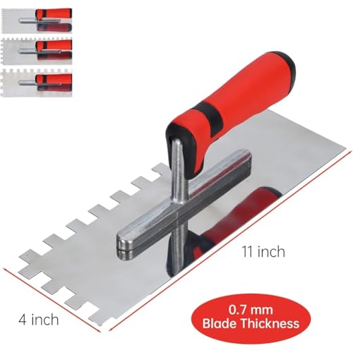 Llana dentada cuadrada de acero inoxidable para azulejos sin burbujas con guantes y esponja 7