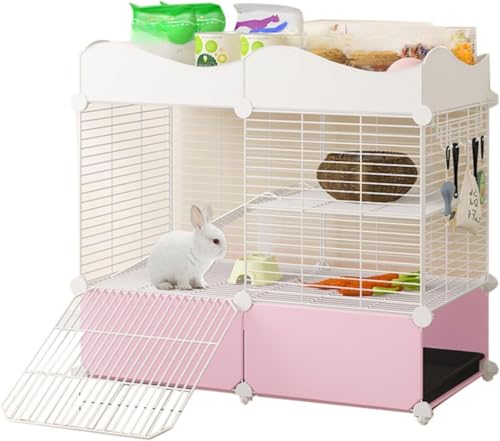 うさぎのケージ ローラー付き ホーム 大型 室内 ポータブル ペット ケージ 掃除がしやすい 動きやすい スチール 脱出防止 ペット用品 (A)