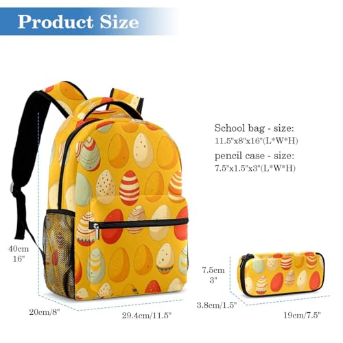 Cartable de grande capacité jaune multicolore avec trousse scolaire ados et voyages