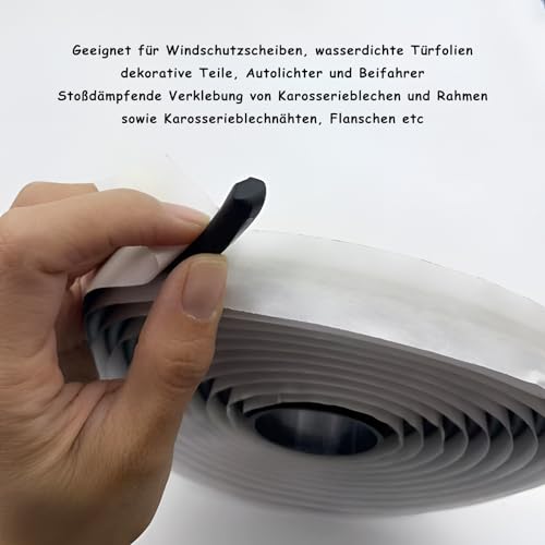Butylrundschnur (8mm × 4m), Selbstklebend Butylschnur, Wasserdichtes Reparatur, Butylkautschuk Klebeband für die Abdichtung von Auto- und lkw-scheinwerfern, Windschutzscheiben und Türen