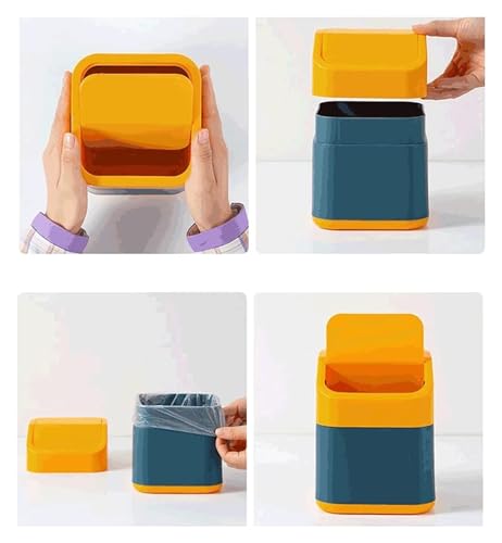 Bote de basura pequeño con tapa basculante para mesa miniatura 6