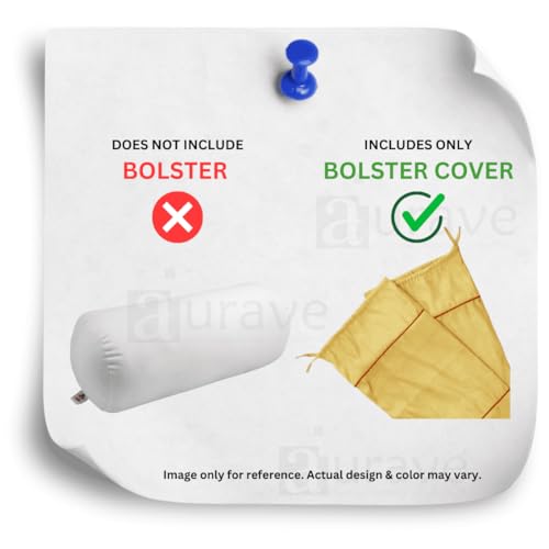 Image of AURAVE Suede 300 TC Printed Bolster Cover with Drawstring Closure, Set of 2, Soft Breathable Durable Machine Washable for Sofa Bed & Home Decor, 15 inchx30 inch, Golden Brown | Cover Only