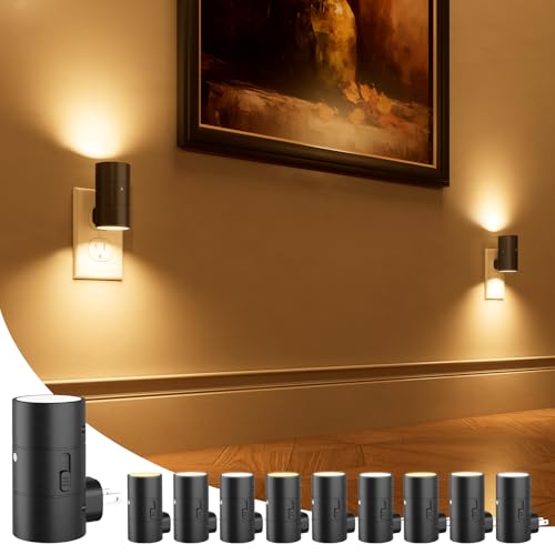 Image of NIORSUN Night Lights Plug into Wall, Dimmable with 3 Color Modes & Auto On /Off Sensor, Ultra-Slim Nightlight for Hallway, Bathroom, Bedroom, Nursery, Kitchen (10 Pack, Black)