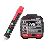 Kit de Buscapolos NCV 12V-1000V/48V-1000V y Comprobador de Tomacorriente 48V-250V Probador de Voltaje con Linterna LED Probador de Enchufe