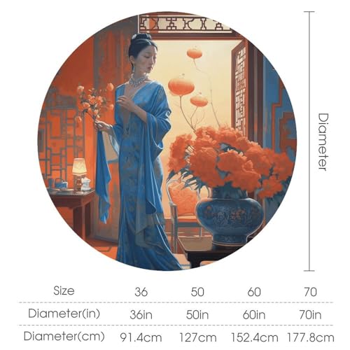 Nappe de table ronde imperméable 178cm motif fleurs orientales