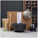RisePlus Matcha Set 6-teilig Matcha Besen Set Matcha Schale Matcha Tea Set mit Matcha Sieb Chasen Chashaku Chakin Zubehör aus Bambus und Keramik für Matcha Liebhaber