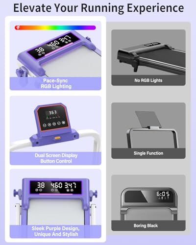 Image of Folding Walking Pad with 15% Incline /RGB Light /Dual Screen Display, 3.5HP Treadmills for Home, Portable Walking Pad Treadmill with Handle Bar and 4 Adjustable Incline, 350lbs Capacity, Smart App