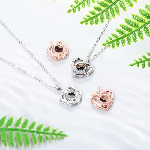 CHENGHONG 18. Geburtstag Halskette 925 Silber - Rosenherz Mit Zirkonia