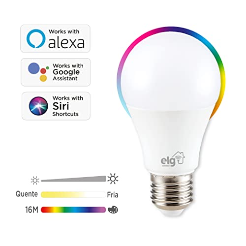 ELG, SHLL100, Lâmpada Inteligente de LED 10W Dimerizável, Compatível com WI-FI, Bluetooth, Comando d