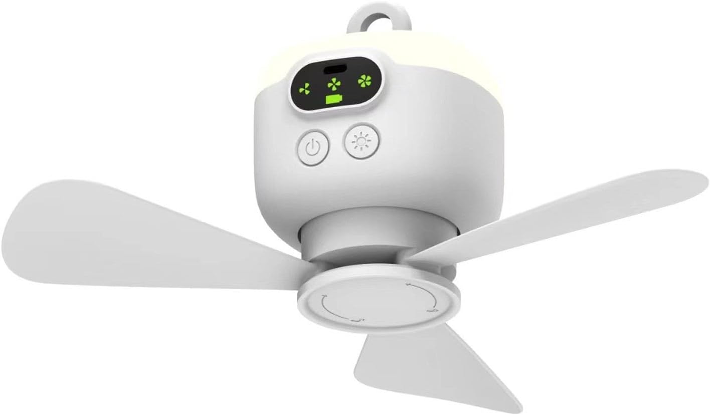 Ymiko Portable Rechargeable Camping Fan with 8000mAh Battery, 3 Speed Outdoor Tent Fan with Remote Control, Detachable Vane/Wing for Travel and Hiking