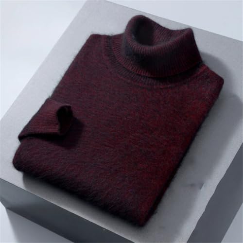 Men’s Sweater Fleece High Collar Pullover Loose Knitted Winter Warm Long Sleeve Jumper3