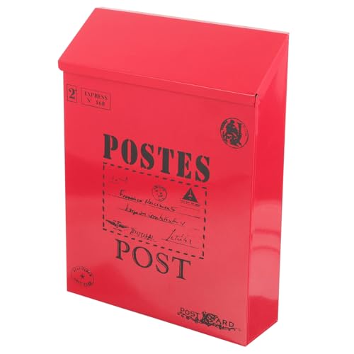TOVINANNA Retro American Style Iron Letter Box Wall Mount Mailbox Outdoor Lockable Post Box Decorative Mail Holder for Home Garden Office
