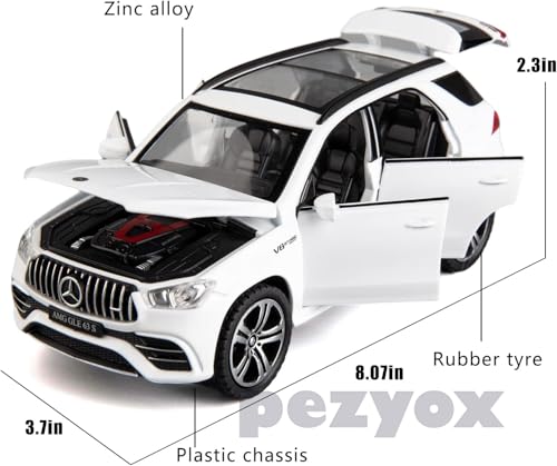 Image of 1 /32 Scale Benz AMG GLE 63S SUV Toy Car, Alloy Diecast Collectible Pull Back Car Model with Light and Sound Toy Vehicles for Adults Boys Girls Gift Toy (White)