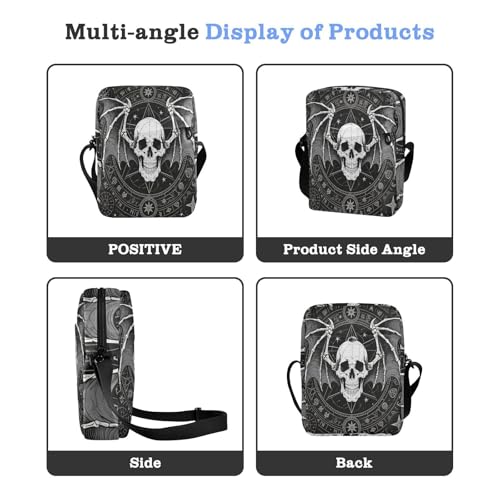 Gothic Black Skeleton Roulette small messenger bag for men Shoulder Bag For Woman Casual Purse Adjustable Strap for business Casual4