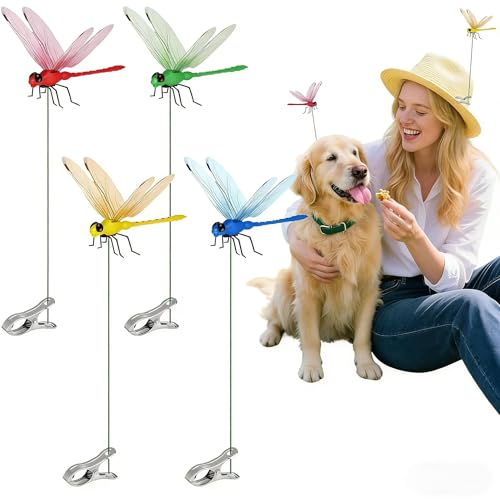 Fake Dragonfly Clips - 3D Dragonfly Hat Clips & Garden Decor, Natural Enemy of Deer/Horse Flies, Pest Repellent for Indoor Outdoor Yard, Patios, Plants, Flowers & DIY Decorations