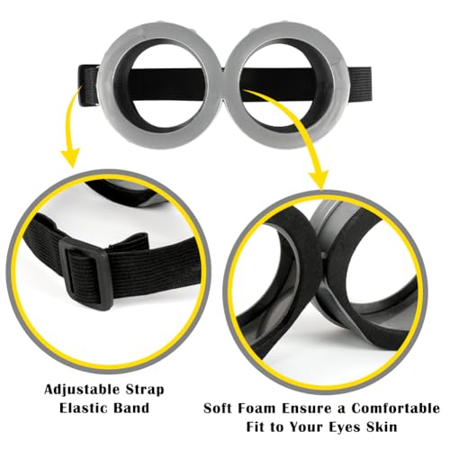 3Pcs Halloween Costume Accessories Adults Steampunk Goggles Glasses Yellow Beanie Hat Black Gloves for Men Women Halloween Cosplay Party4