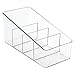 mDesign Plastic 4-Section Food Packet Organizer - Storage for Kitchen, Pantry, Cabinet, or Countertop - Organization for Spice Packets, Hot Chocolate, Seasoning Pouches, Ligne Collection, Clear