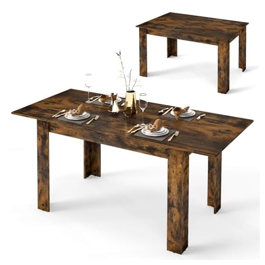 COSTWAY Esstisch ausziehbar, 120/158 x 70 cm, Küchentisch für 4-6 Personen, rechteckiger Esszimmertisch für Esszimmer, Küche