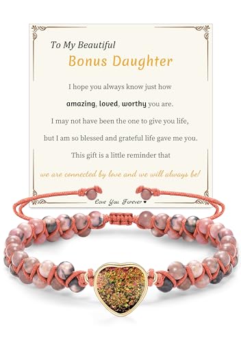 Image of Gifts for Daughter Granddaughter Christmas Gift To My Mom Grandma Wife Girlfriend Sister Jasper Heart Beaded Bracelets Birthday Valentines Mothers Day Stocking Stuffers for Teens Handmade Jewelry
