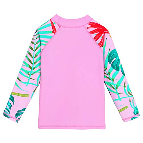 Image of Girls Two Piece Swimsuit Long Sleeve Floral Bathing Suit UPF 50+ Summer Beach Swimwear