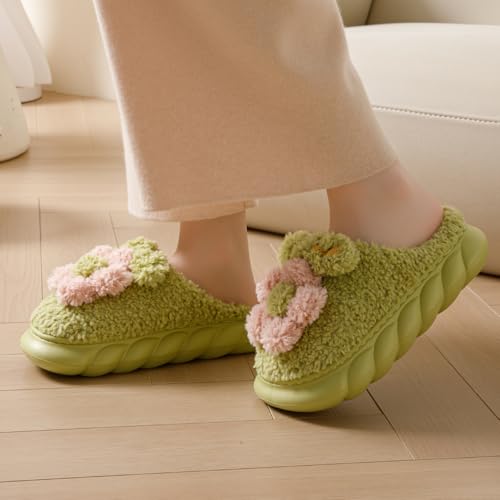 Women's Adult Warm Plush Flowers Slippers Cute House Slippers for Women Indoor3