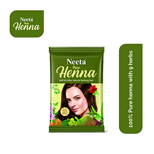 Image of Neeta Pure Henna Powder for Hair with 9 Natural Herbs 50g (Pack of 6), 100% Natural Henna Mehndi for Soft & Shiny Looking Hair