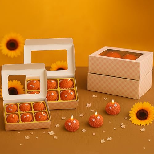 Image of Floryn Decor Ladoo Candle | Decorative Soy Wax Candle | Unscented | 4x4 cm | Festive Home Decor & Gifting (24)