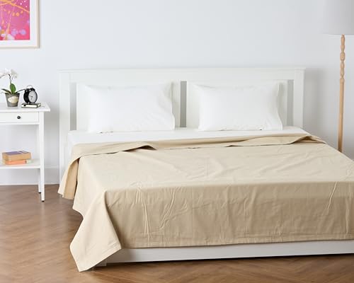 Image of 100% Pure Cotton 3 Layer Dohar, Single Bed Blanket Comforter, (60''X90'' / 152X230 CM), Uni Plain, Skin Friendly Dohar, Color - Beige