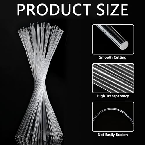 12 Stück Acrylstäbe 3mm x 300mm 12 Stück transparente Kunststoffstäbe für Basteln Modellbau DIY Lichtführung Dekoration Display Handwerk klare PMMA Acryl Rundstäbe