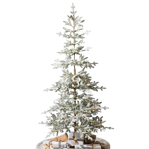 Image of Balsam Hill Frosted Alpine Balsam Fir - Snow-Kissed Artificial Christmas Tree with Pre-Fluffed Memory Wire Branches and LED Clear Fairy Lights, 6.5'