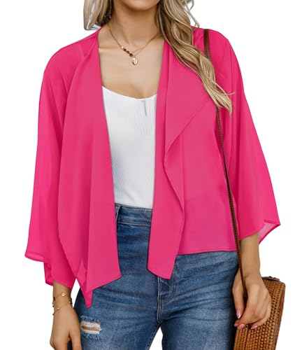 Image of Womens Summer Tops Short Shrugs Kimono Cardigans Casual Chiffon Bolero Jackets 2026
