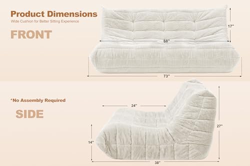 Image of Bean Bag 3-Seater Chair Big Sofa Beanbag Chair for Adults Fireside Chair Bean Bag Lounger with Memory Foam Filled for Home,Apartment or Gaming Venue（Beige Plush）