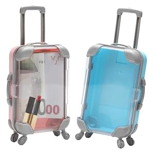 HENGBIRD 2 Pcs Mini Koffer Geschenkbox,Reisegutschein Geschenk Verpacken mit Rollen und Griff, Mini Koffer Geschenkbox für Urlaubskasse & Reisegutschein, für Geburtstag Hochzeitkann Als Sparschwein