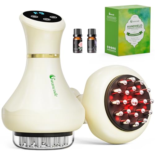 Electric Lymphatic Drainage Massager, Handheld Body Sculpting Machine for Legs, Arms, Belly & Body Massage, Anti Cellulite Massage Tool with Red-Light, 9-Level Heat & Vibration for Relaxation