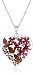 Sterling Silver Pressed Flower Burgundy Heart Pendant Necklace, 18"