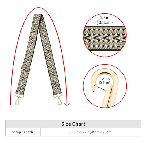 Image of ZOOEASS Wide Shoulder Strap Adjustable Replacement Belt Guitar Style Crossbody Bag Handbag Strap Multicolor Canvas Straps(Wide:1.5in)(Color19)