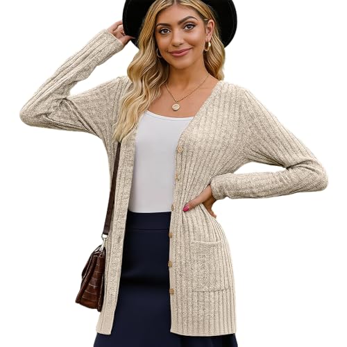 Strickjacke Damen Leichte Lang Cardigan Casual Elegant Knöpfen Trachtenjacke Herbst Winter Strickcardigan Pullover Langarm Cover Up Jacke (DE/NL/SE/PL, Alphanumerisch, S, Regular, Regular, Apricot) Strickjacke Damen Leichte Lang Cardigan Casual Elegant Knöpfen Trachtenjacke Herbst Winter Strickcardigan Pullover Langarm Cover Up Jacke (DE/NL/SE/PL, Alphanumerisch, S, Regular, Regular, Apricot)