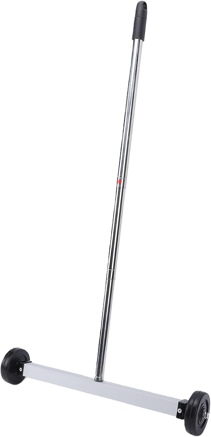 Magnetic Sweeper, 17 Inch Magnet Nail Pickup Tool with Wheels and Telescoping Adjustable Handle 10 Pounds Capacity Rolling Nail Finder for Construction Workshop Yard