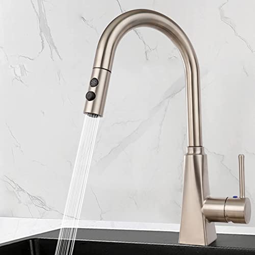 Pull Out Sink Sprayer Head Replacement, 2 Function Kitchen Faucet Head With 11 Adapters, Bathroom Pull Down Spray Head Compatible With Moen, American Standard, Delta, Kohler Faucets, Brushed Nickel #TOP6