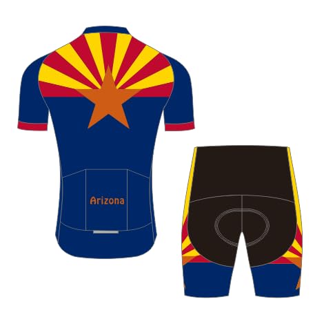 JPOJPO Men Cycling Jersey Set USA Arizona State Kit Short Sleeve T-Shirt Bike Clothing+5D Padded Shorts Pants Quick-Dry S-3XL