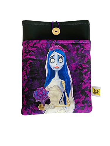 Funda artesanal grande para libros y tablets de La Novia Cadáver de Tim Burton + marcapáginas de regalo, funda de algodón ecológico,...