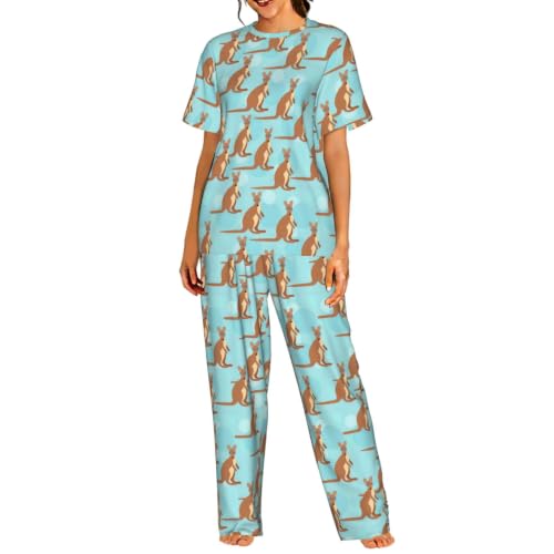 Pyjama à manches courtes femme imprimé kangourou idéal pour vos soirées cocooning